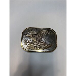 Vintage Brass Belt Buckle Eagle w/ Shield Numbered